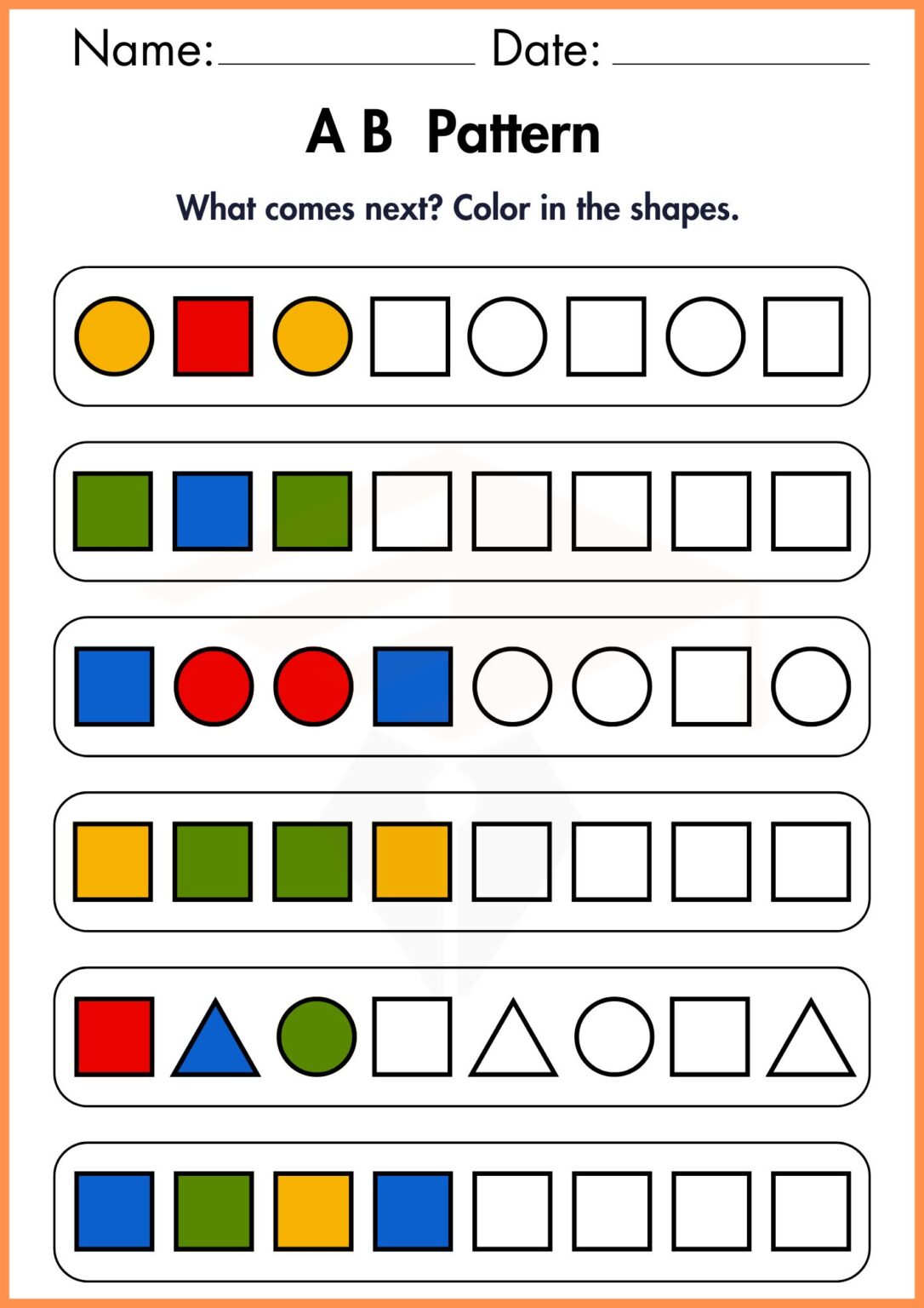 Simple Patterns Examples For Kids A B Pattern Worksheets