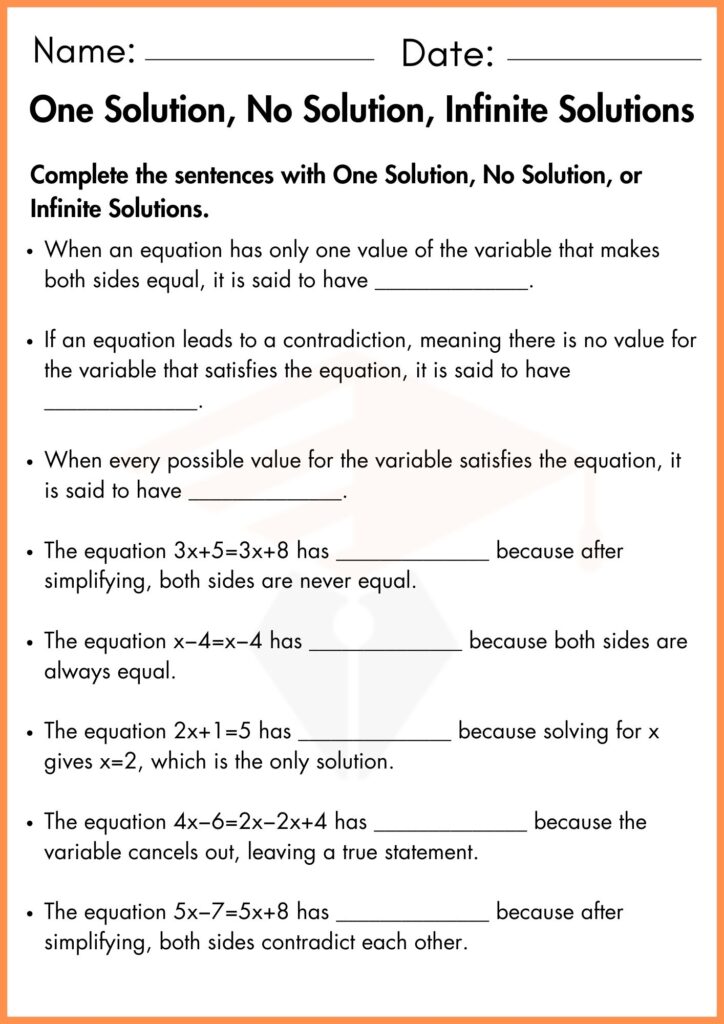 image showing complete One solution no solution infinite solutions worksheet 3