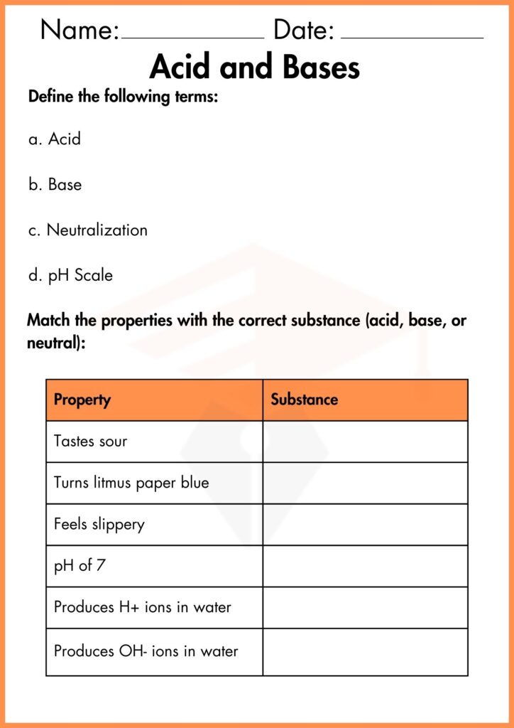 image showing define the following terms acid bases worksheet 3