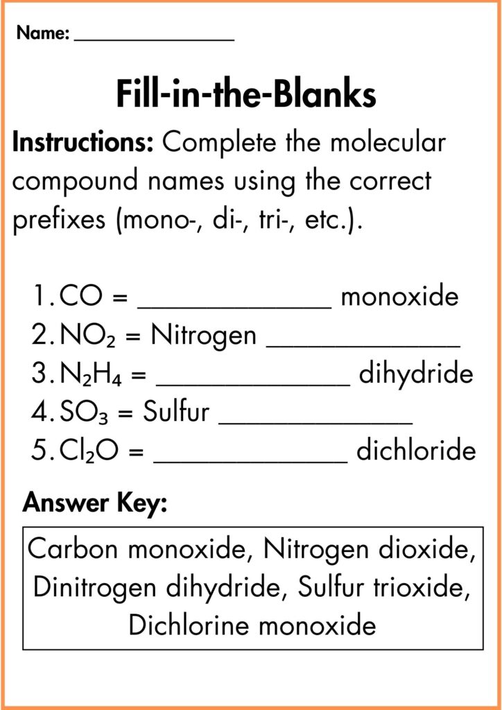 Image showing Naming molecular compounds worksheets answers