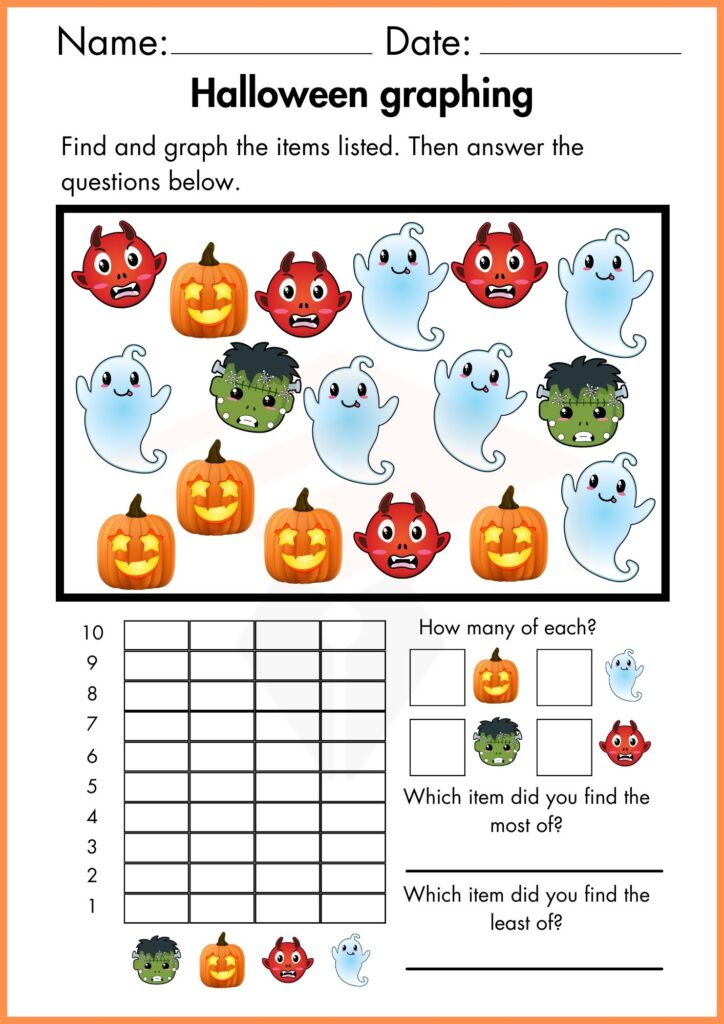 Image showing Halloween graphing worksheets