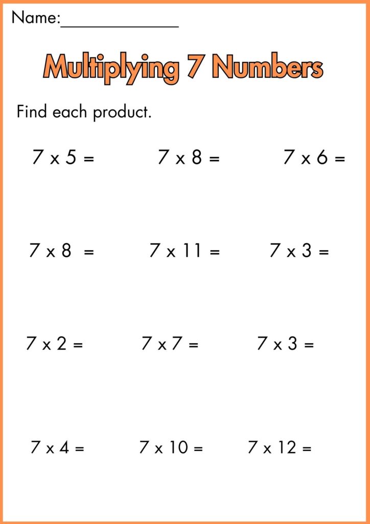 Image showing Multiply by 7 worksheets