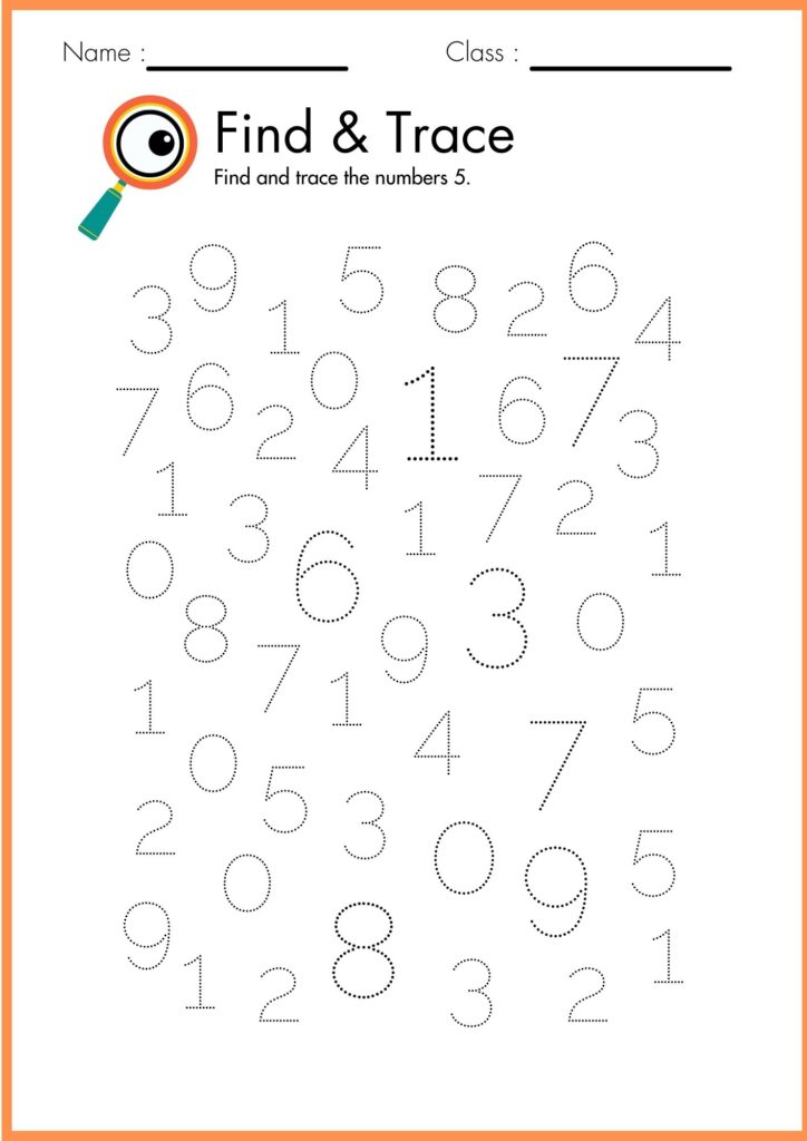 image showing find and trace number 5 worksheet 4