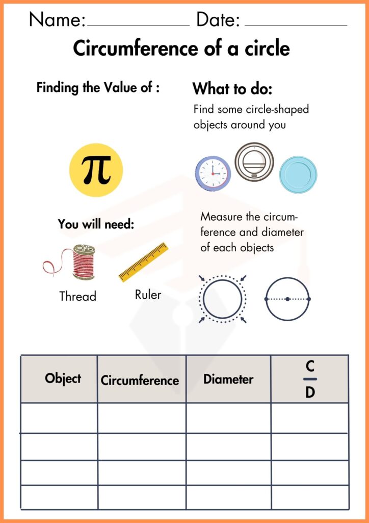 image showing finding values circumference of a circle worksheet 1