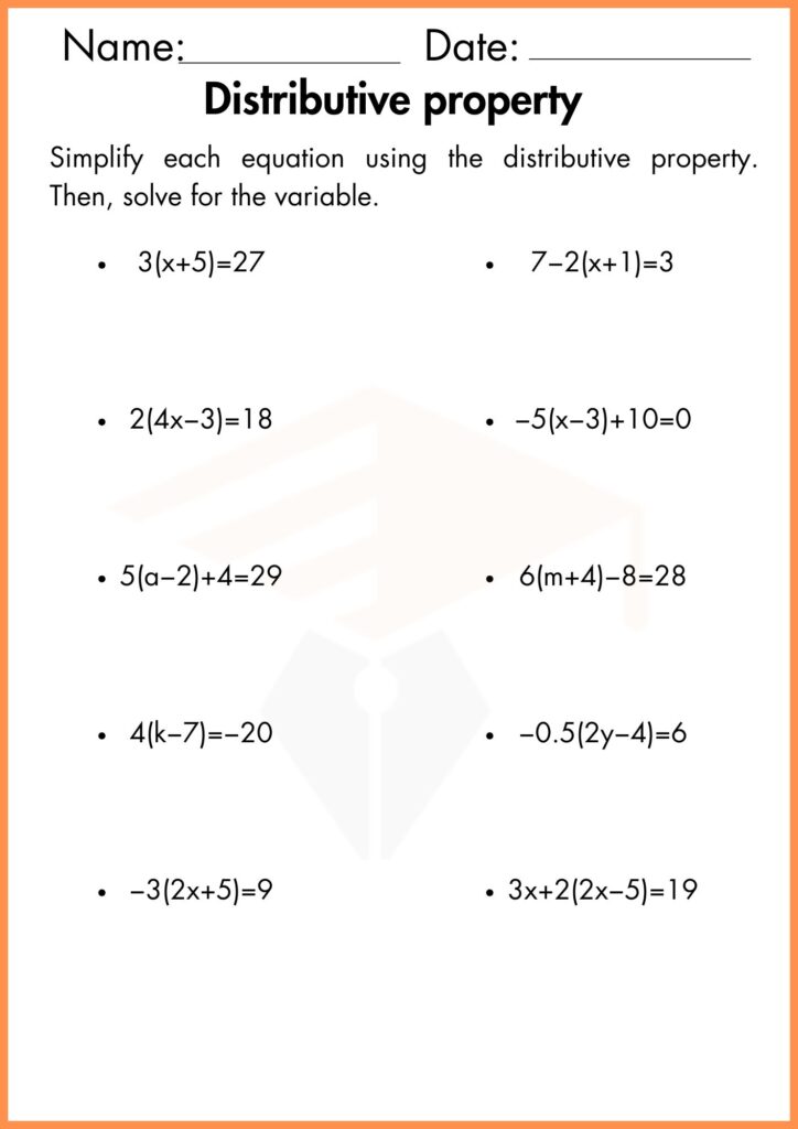 Image showing Solving equations with distributive Property worksheets