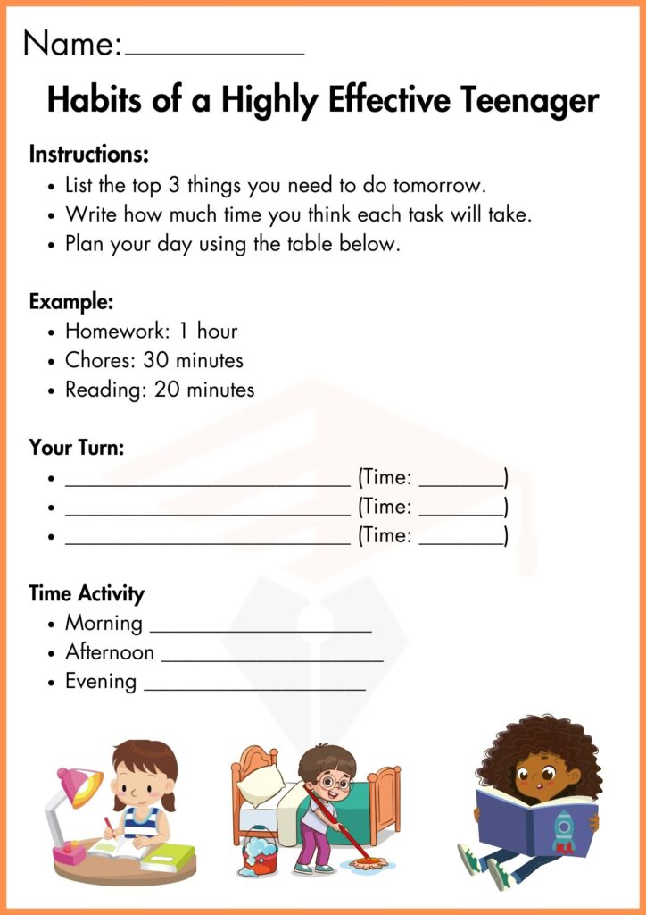 Image showing writing habits of a highly effective teenager worksheets 2