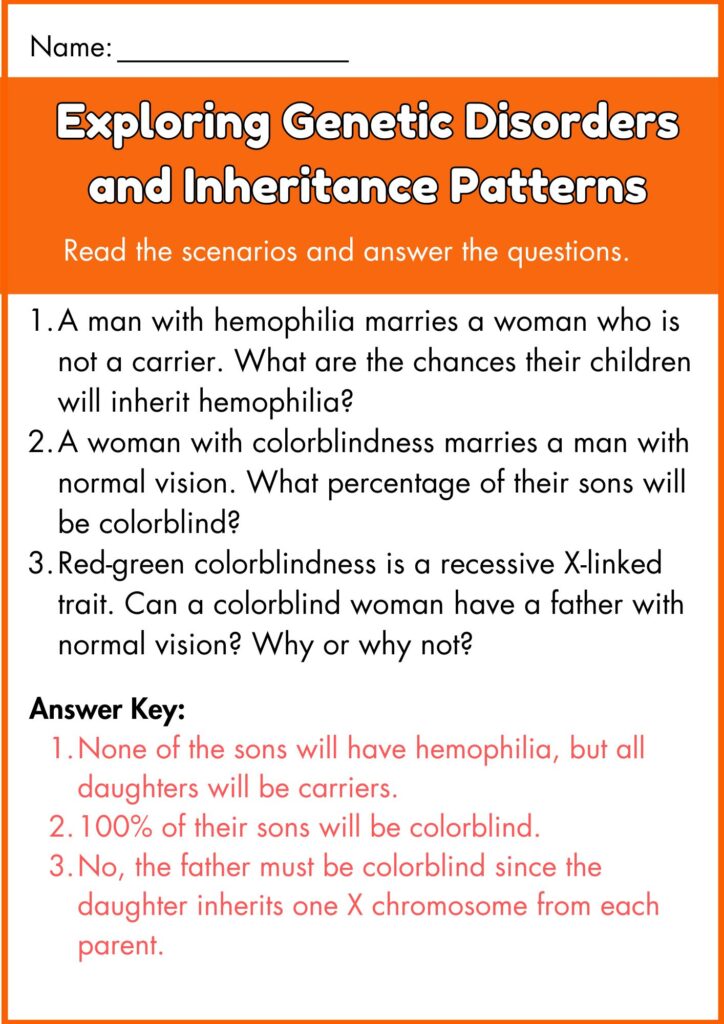 Image showing Sex Linked traits worksheet With Answer key