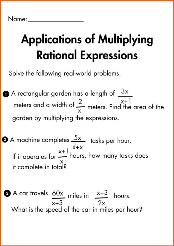 Image showing Multiplying rational Expressions worksheets