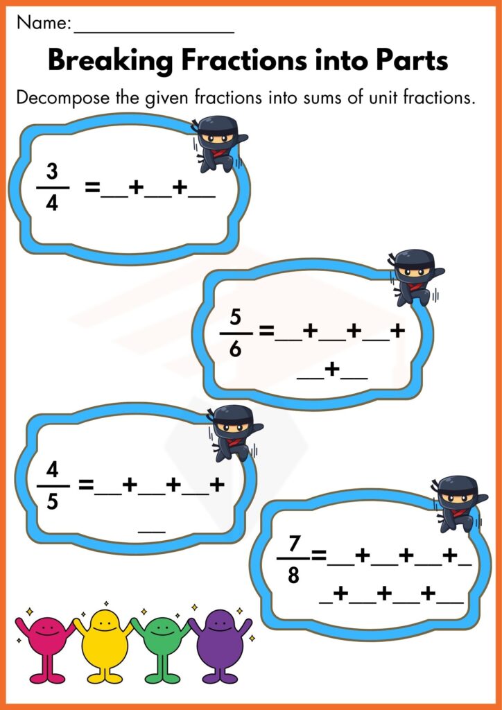 Image showing Decomposing fractions worksheets