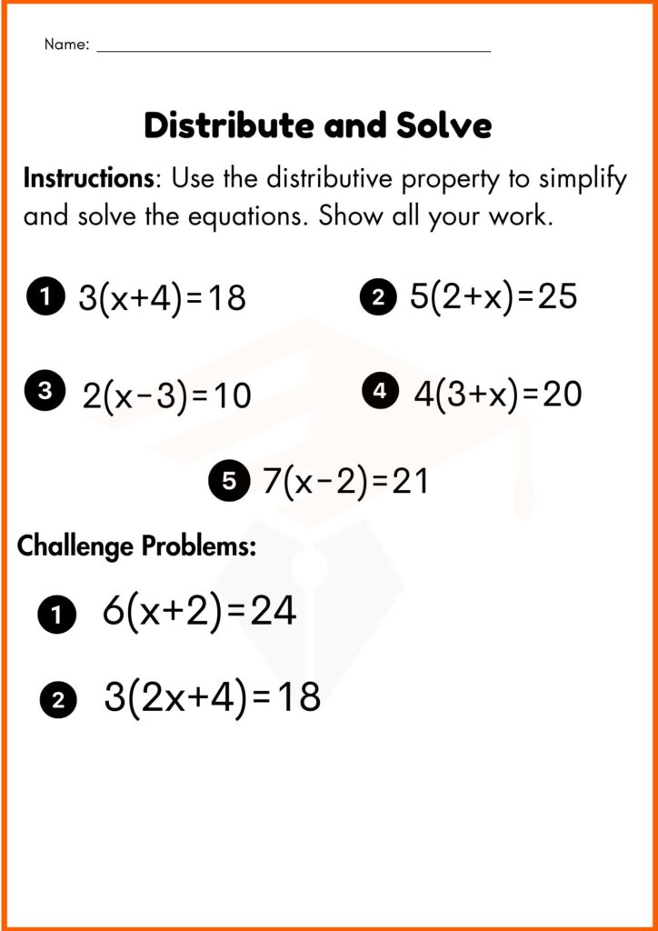 Image showing Equations using distributive property worksheets