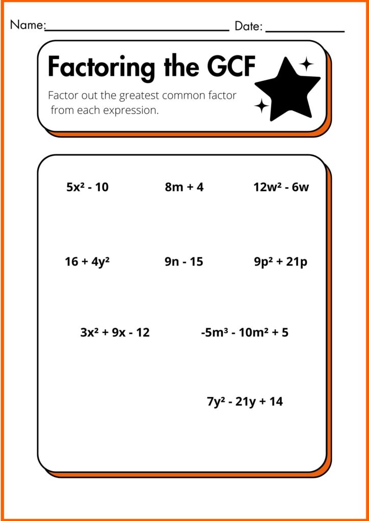 Image showing Factoring by using the Gcf worksheets