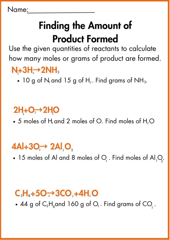 Image showing limiting reactant stoichiometry worksheet
