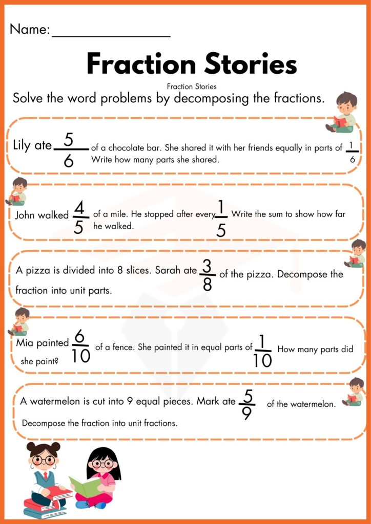 Image showing Decomposing fractions worksheets
