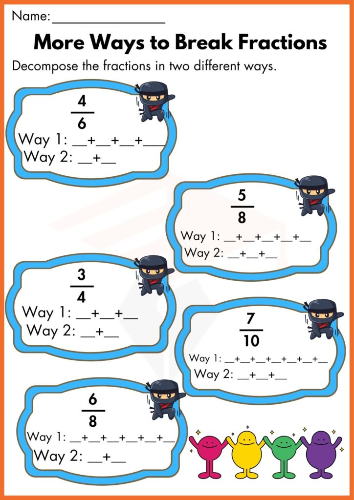 Image showing Decomposing fractions worksheets