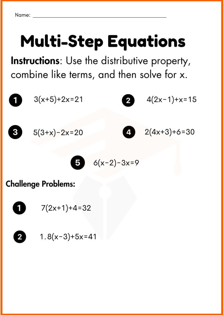 Image showing Equations using distributive property worksheets
