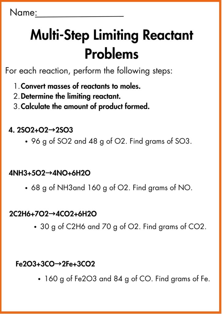Image showing limiting reactant stoichiometry worksheet