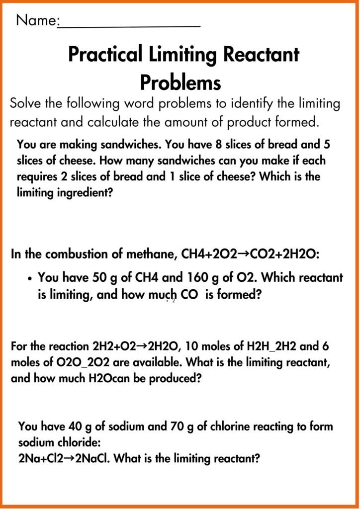 Image showing limiting reactant stoichiometry worksheet