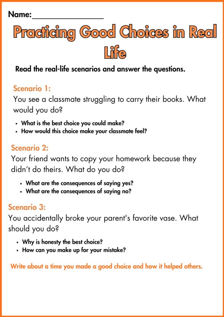 Image showing Making good choices worksheets
