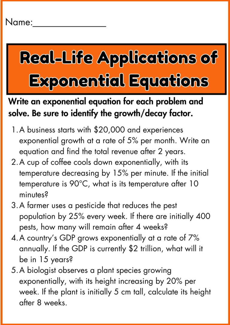 Exponential Function Word Problem Example Worksheet.pdf Exponential Equations Word Problems Worksheets