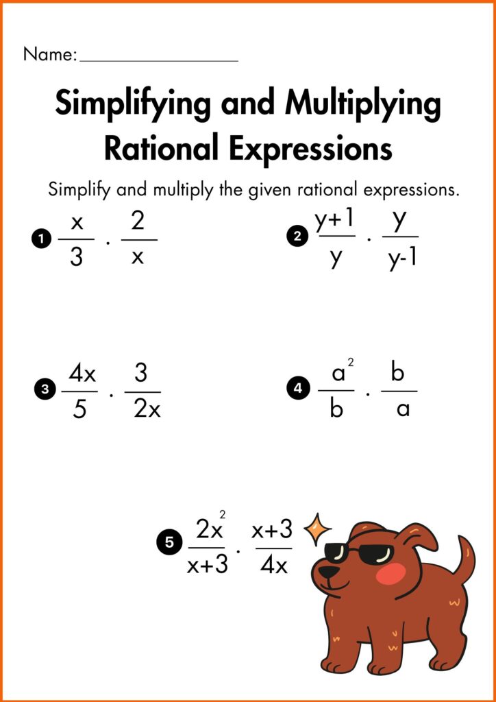Image showing Multiplying rational Expressions worksheets