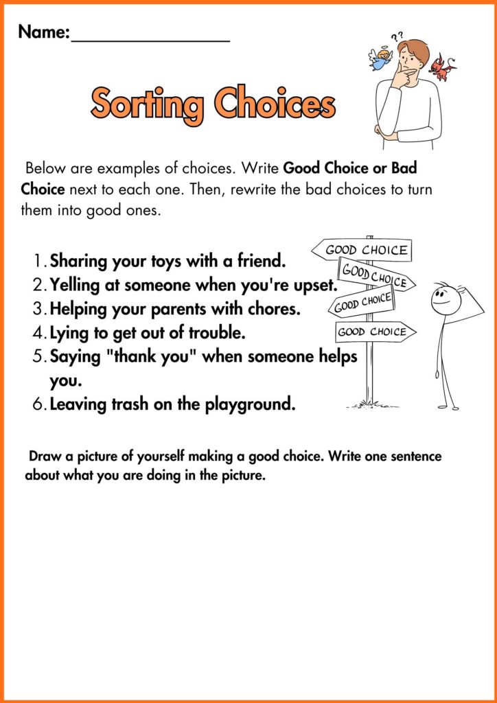 Image showing Making good choices worksheets