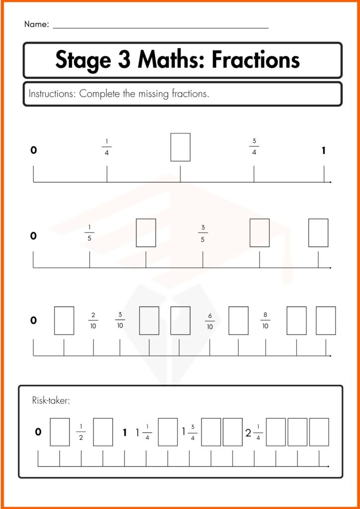 Image showing Equivalent fractions and number lines worksheets