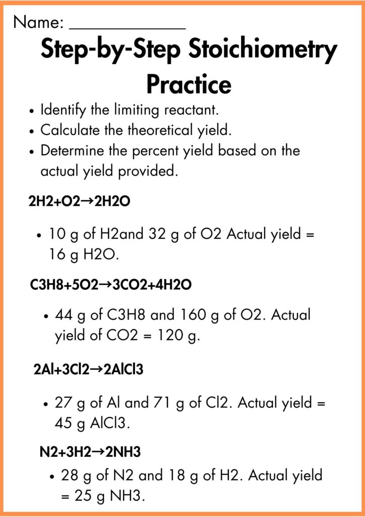 Image showing Limiting Reactant and Percent Yield worksheets