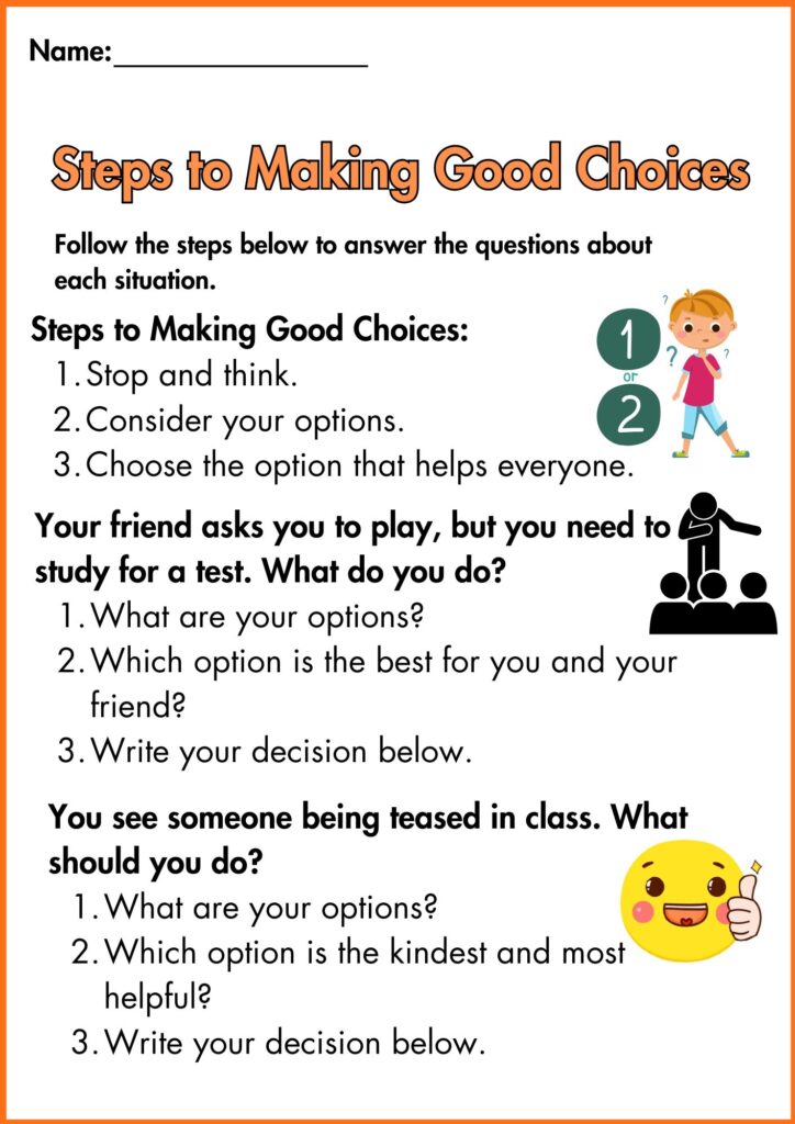 Image showing Making good choices worksheets