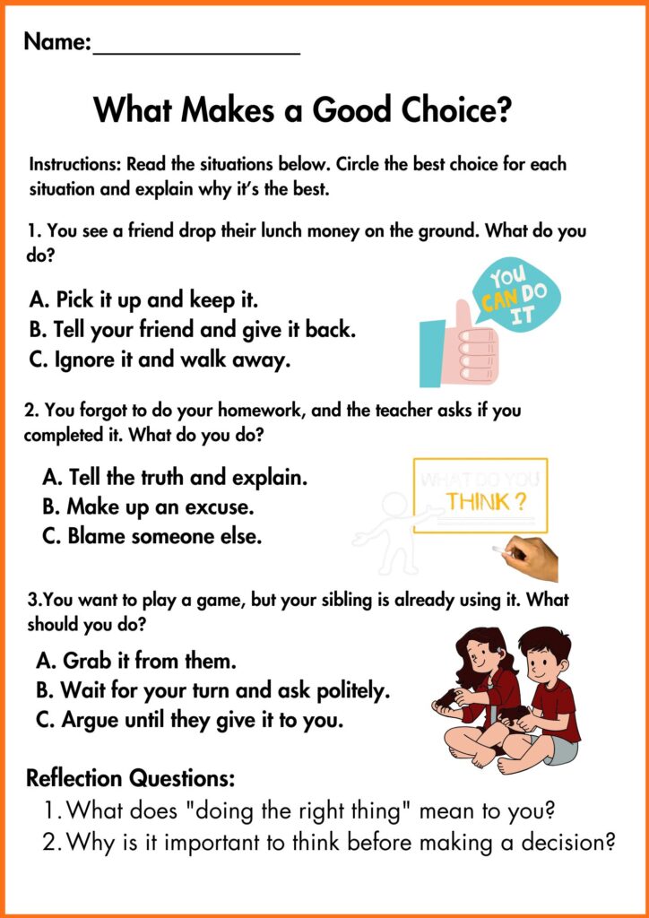 Image showing Making good choices worksheets