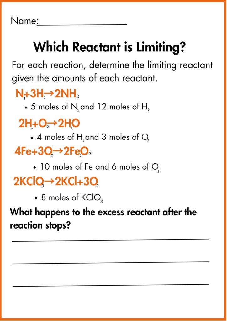 Image showing limiting reactant stoichiometry worksheet