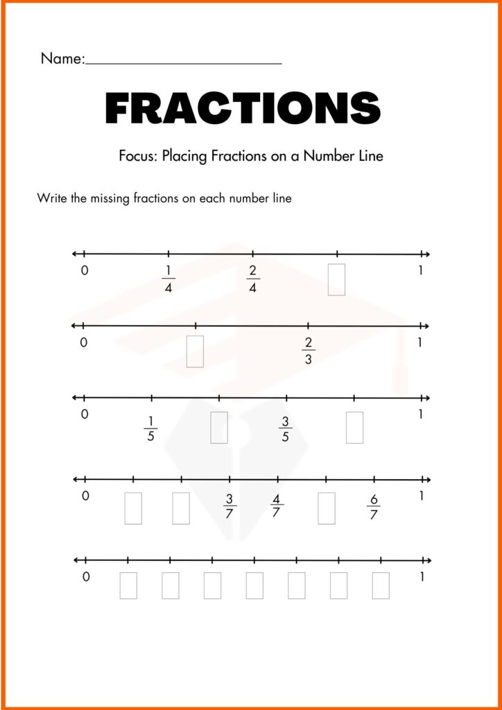 Image showing Equivalent fractions and number lines worksheets