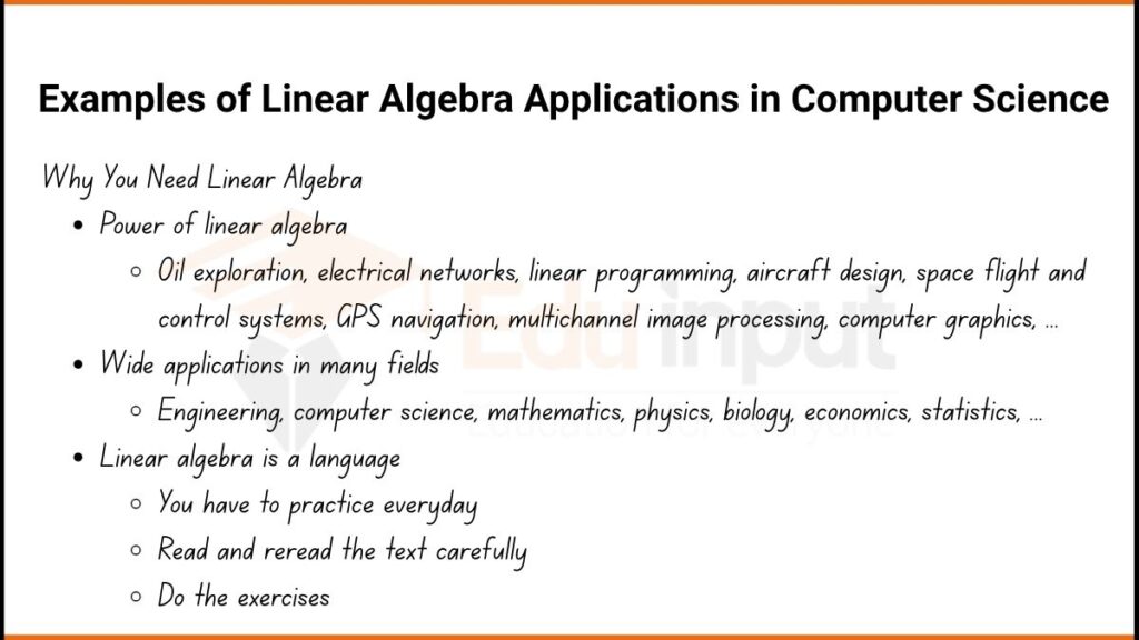 Image showing Examples of Linear Algebra Applications in Computer Science