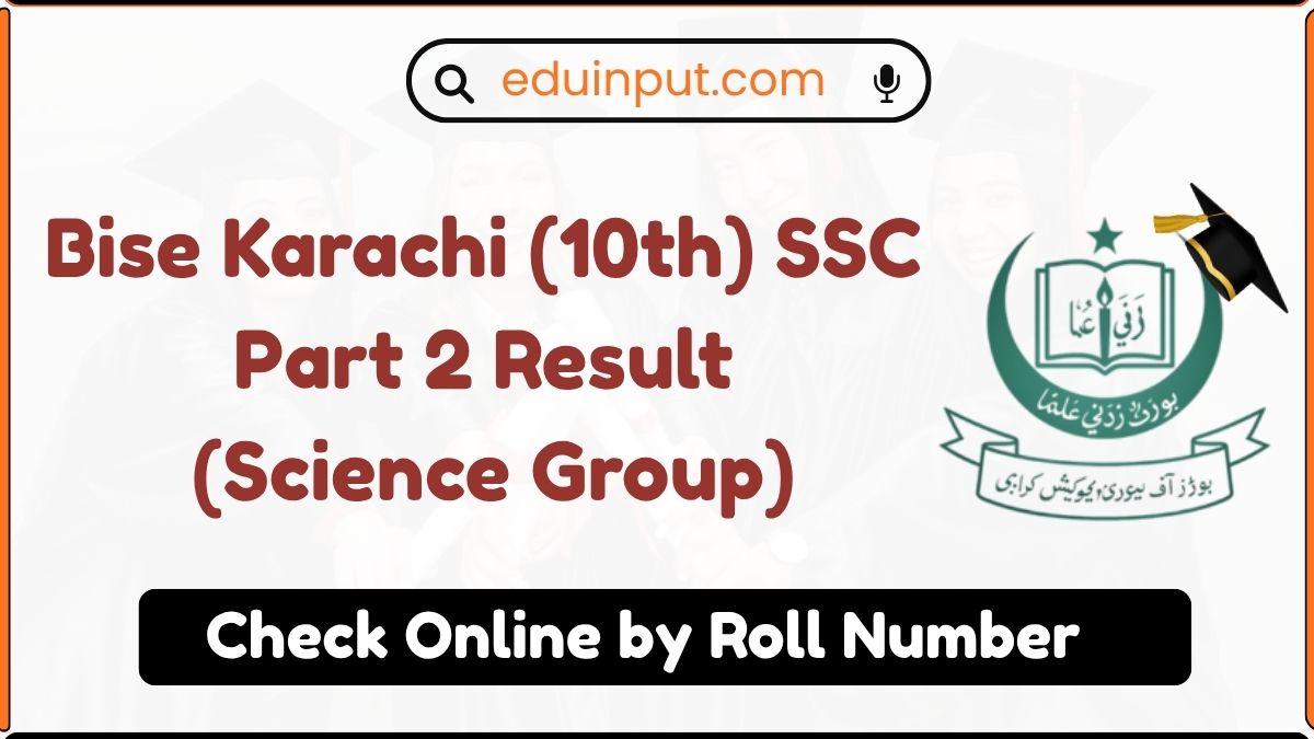 Bise Karachi (10th) SSC Part 2 Result 2026 Science Group