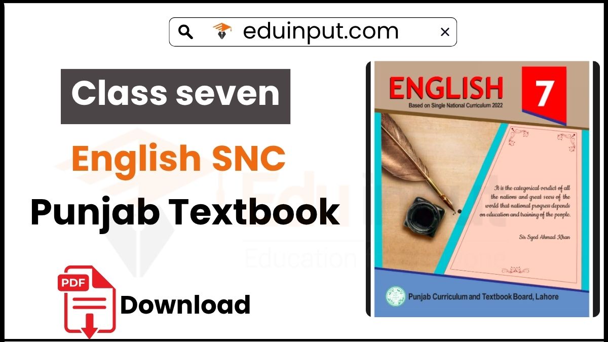 7th Class English Book SNC PCTB Textbook