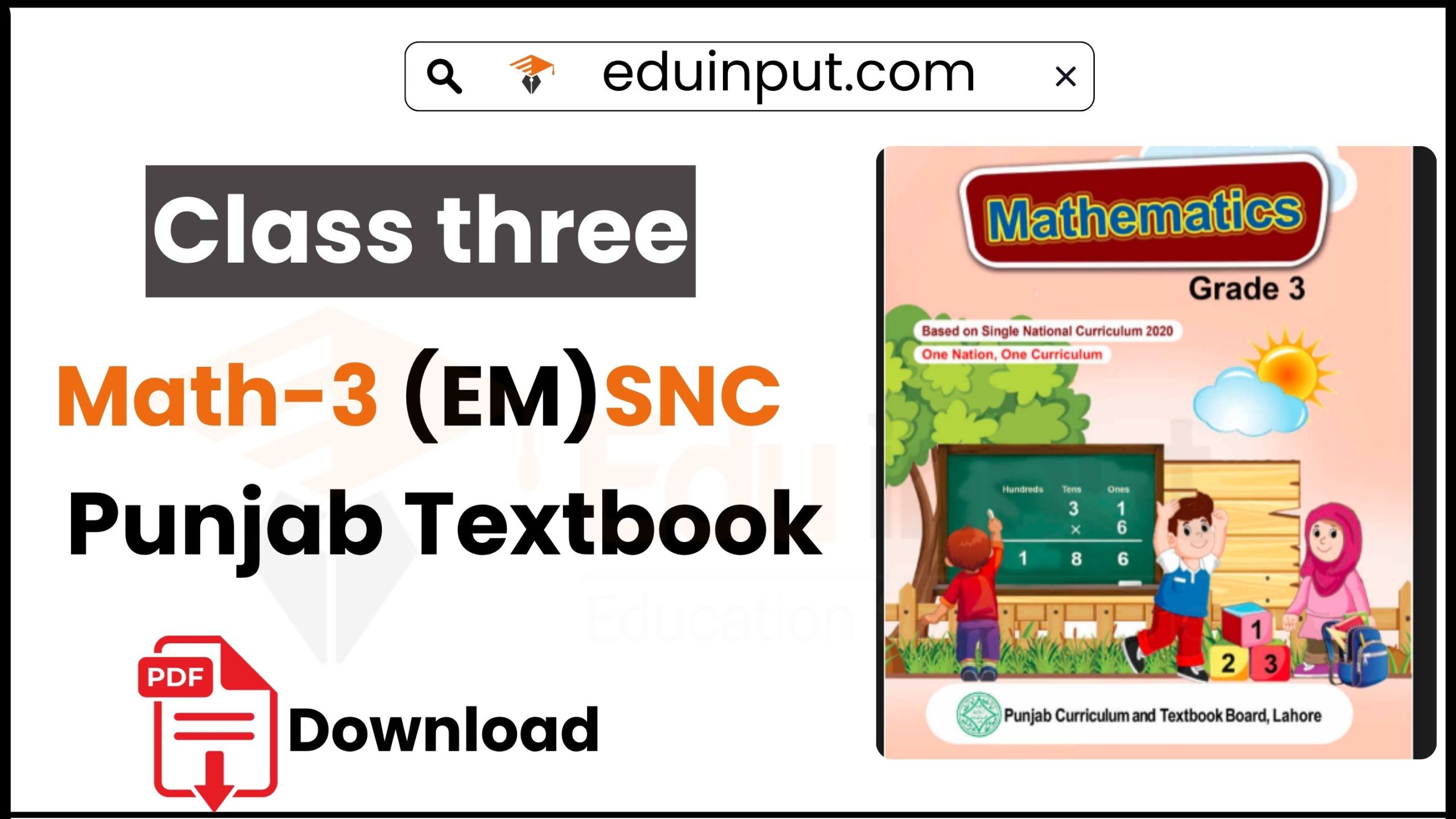 Class 3 Mathematics SNC PCTB Textbook