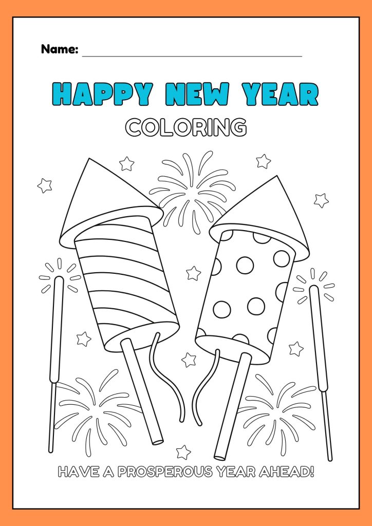 Image showing New Year color the Fireworks worksheets