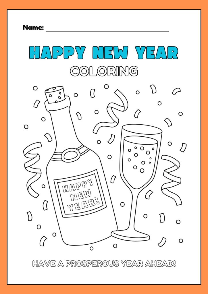Image showing New year Color the drinks picture worksheets