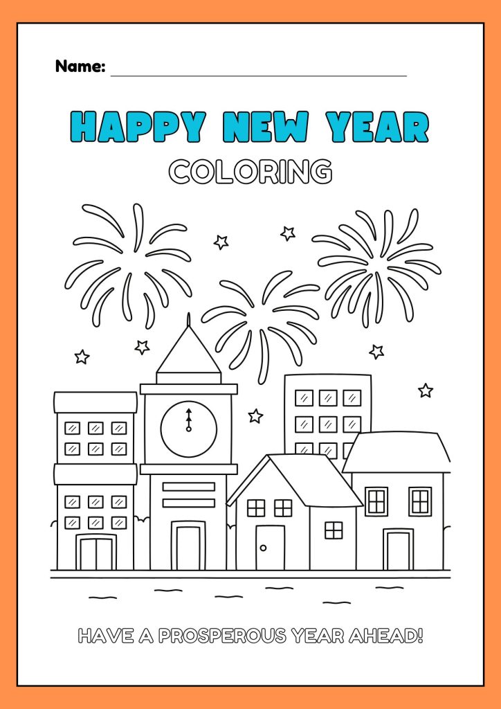 Image showing New year Color the fireworks worksheets