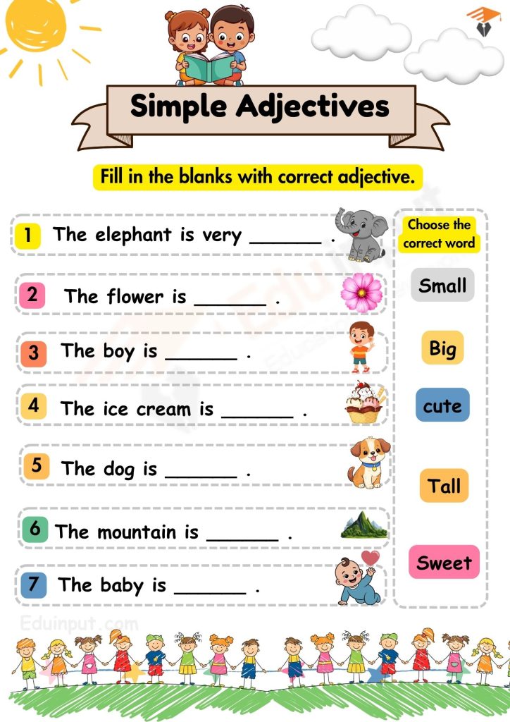 Image showing Fill In the With Correct Adjective worksheet