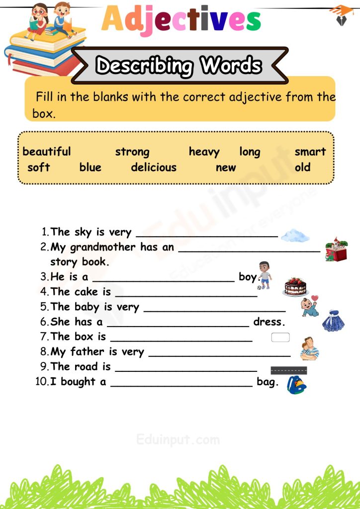 Image showing Fill in the blanks with Correct adjective Worksheets