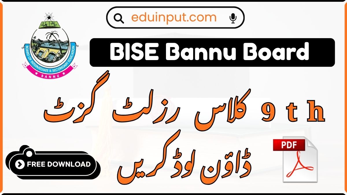 BISE Bannu 9th Class Result Gazette 2026 PDF Download