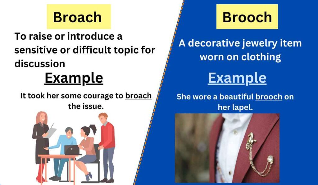Image showing he difference between broach vs. brooch