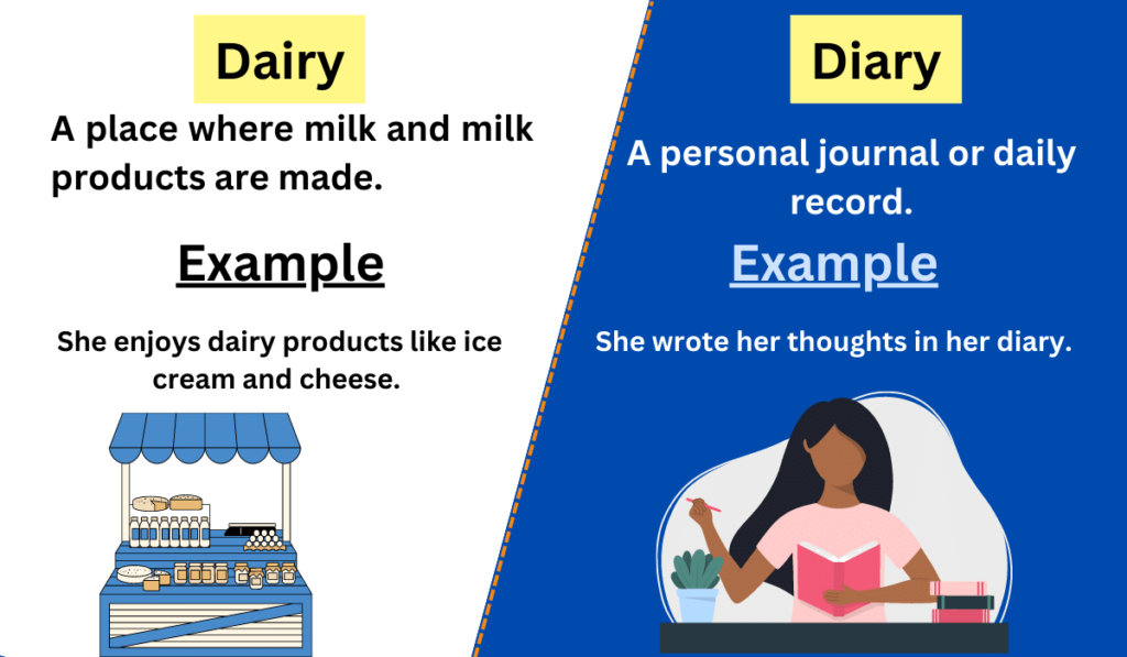 Image showing the comparison between Dairy and Diary