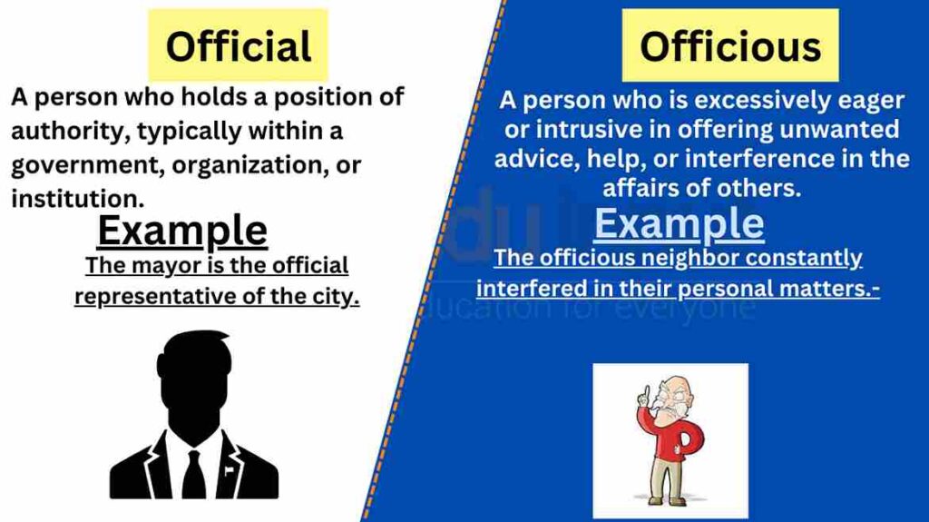 image of official vs officious