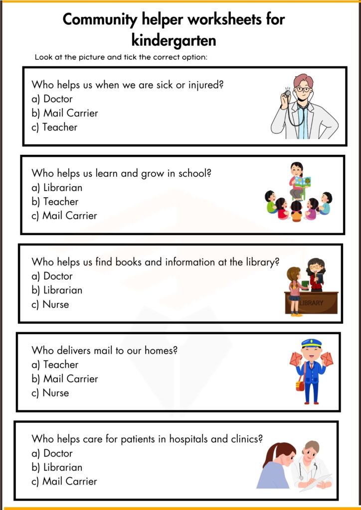 Community helper worksheet 4 for kindergarten