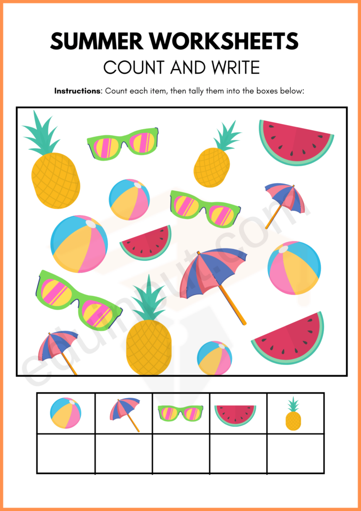 Count and write Summer Worksheets 