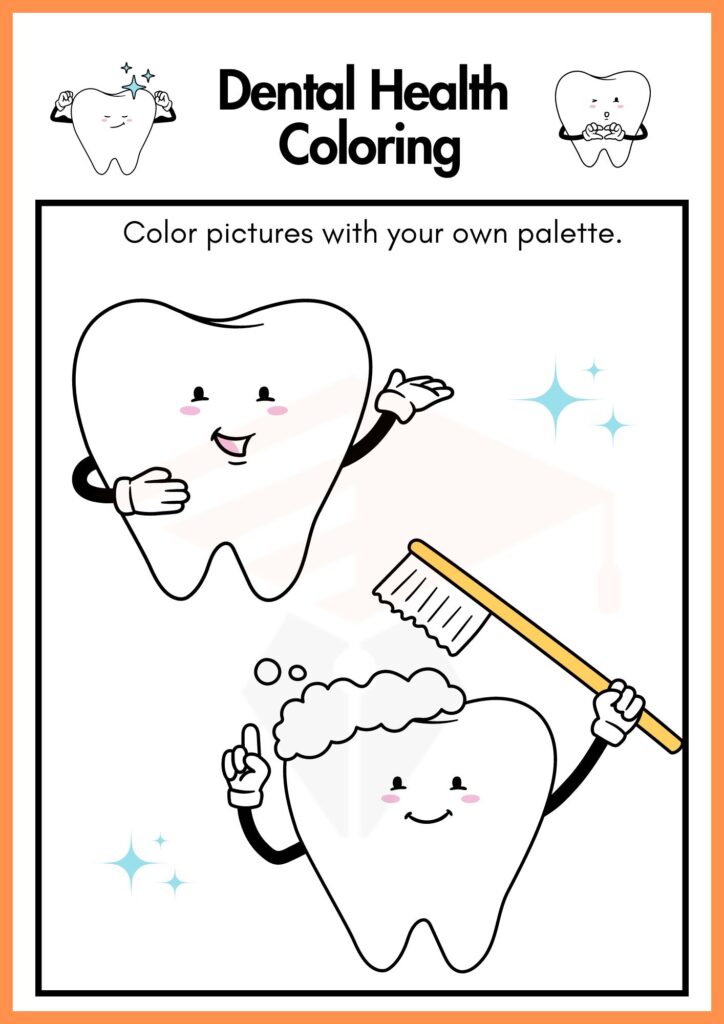 Dental Health Coloring Worksheet of Kindergarten