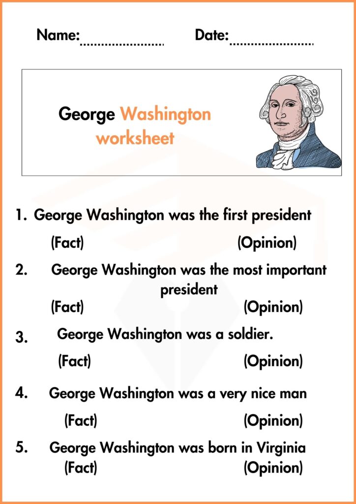 George Washington worksheets for kindergarten 1