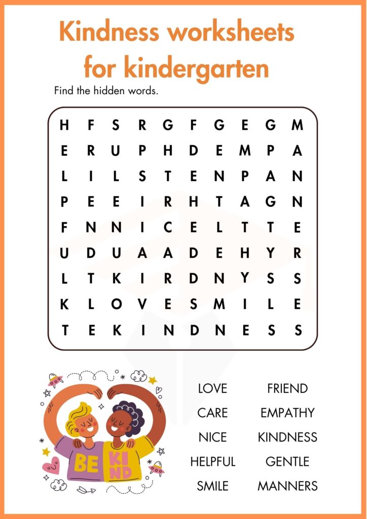 Kindness worksheet 1 for kindergarten