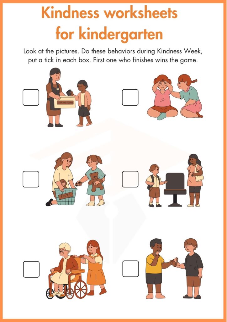 Kindness worksheet 2 for kindergarten